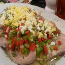 Lengua a la vinagreta y milanesa de lengua