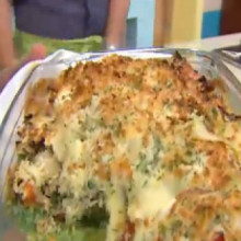 Pastel de arroz y vegetales