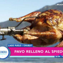 Pavita rellena al spiedo