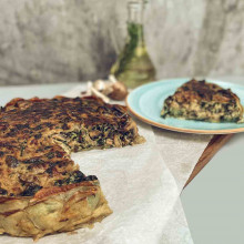 TARTA DE PAPA, ESPINACA Y HONGOS