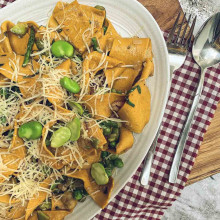 PAPPARDELLE CON SALTEADO DE ESPÁRRAGOS Y PESTO DE HABAS