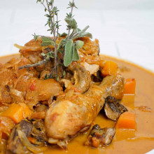 CAZUELA DE POLLO, CALABAZA Y CHAMPIÑON