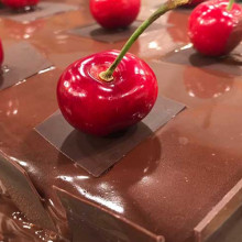 Selva negra con crema de amarenas